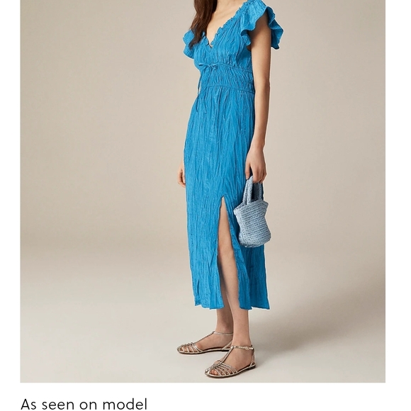 Dresses & Skirts - J. Crew Palermo Dress In Viscose Blend Crinkle In Nordic Sea